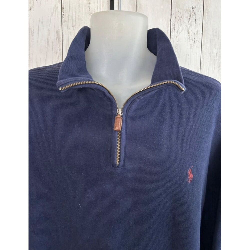 Men's Polo Ralph Lauren Quarter Zip Pullover Navy Blue Size XXL